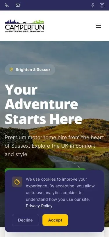 CamperFun mobile view