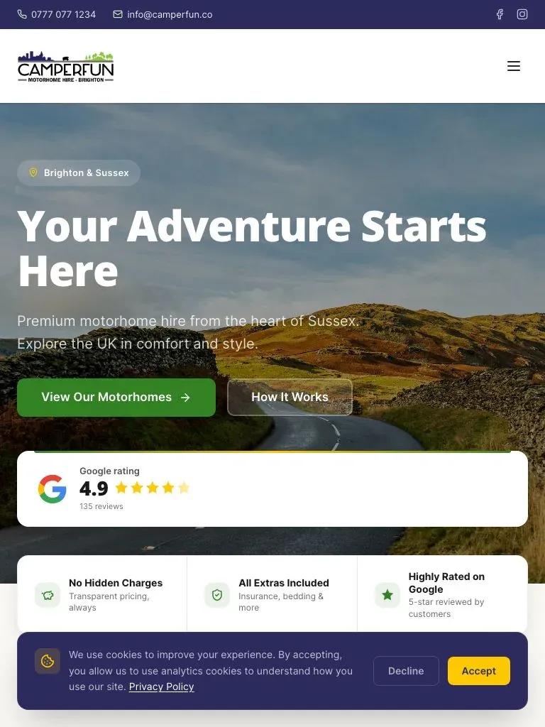 CamperFun tablet view