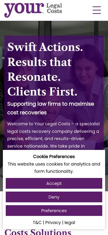 YOUR Legal Costs mobile view